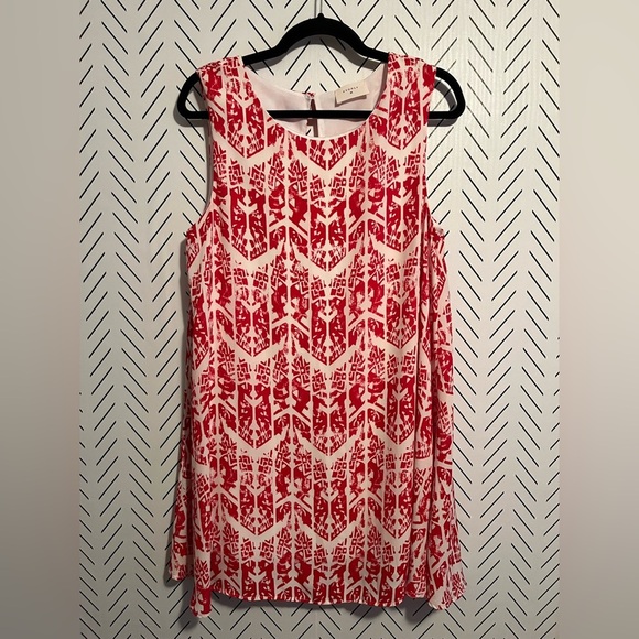 Everly Red and White Sleeveless Dress - Picture 2 of 12